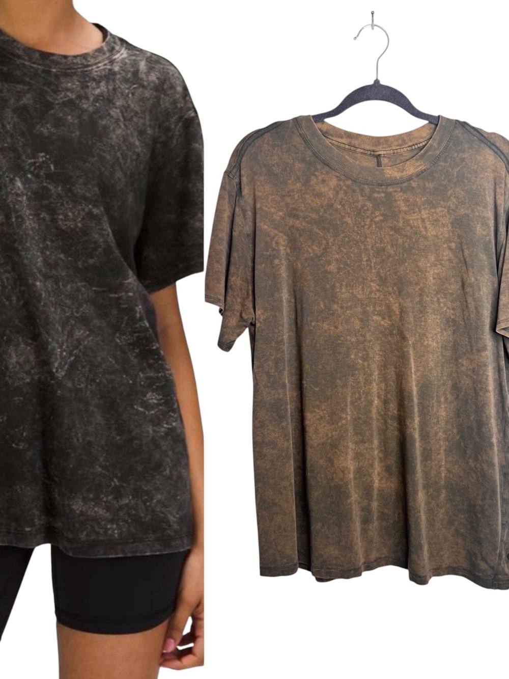 Lululemon All Yours Tee‎ Cloudy Wash Brown Oversized Short Sleeve Small Medium 8